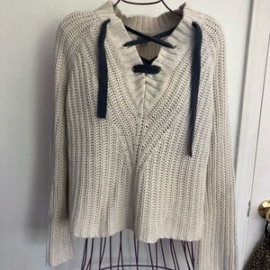 Aerie White Knitted Sweater